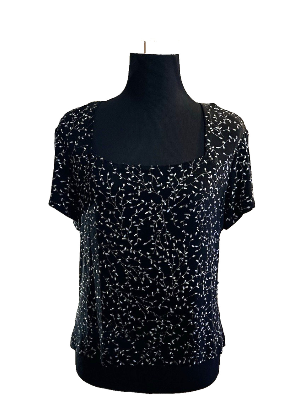 Ronni Nicole by Ouida Women’s Short Sleeve Top Size L Party Shiny Sequin Chic